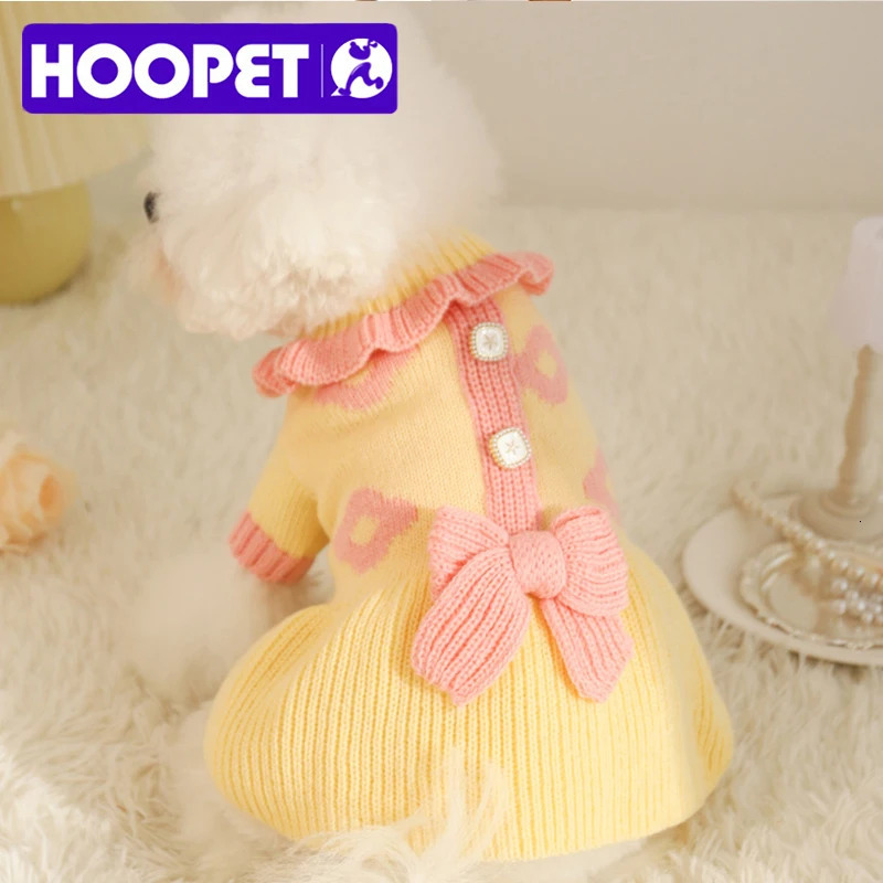 HOOPET Dogs Sweater for Small Dog Winter Warm Cats Princess Dress Knitted Clothing Puppy Kitten Chihuahua Yorkie Pet Supplies 251029
