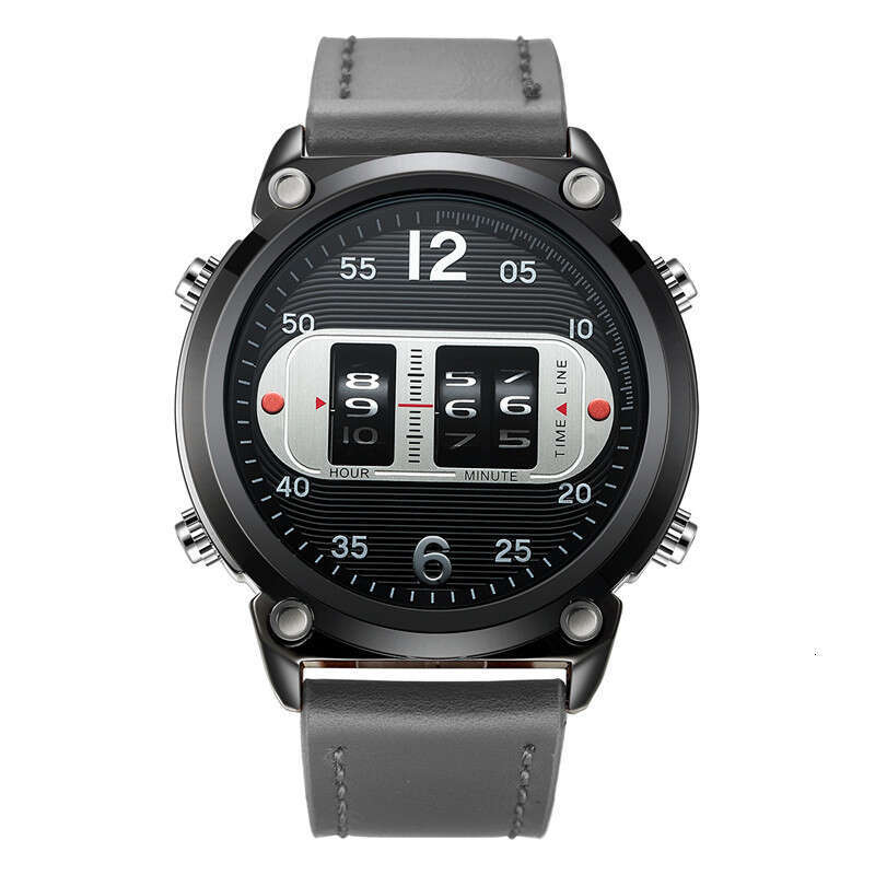 Brand Men's Fashion Leather Strap Roller Creative Design Quartz Watch