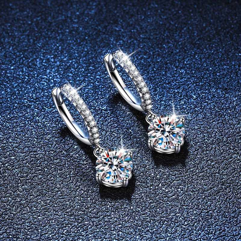 NeeTim 05ct 1ct S925 Sterling Silver Moissanite Drop Earrings Trendy Luxury Designer Earing for Women Gift With CertificateW251029