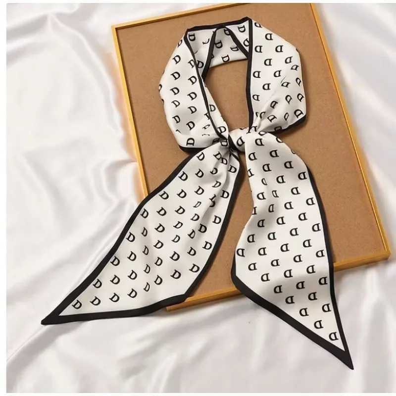 13x145cm letter printed streamer womens fashionable satin silky touch neck scarf clothes packaging decoration scarfW251029