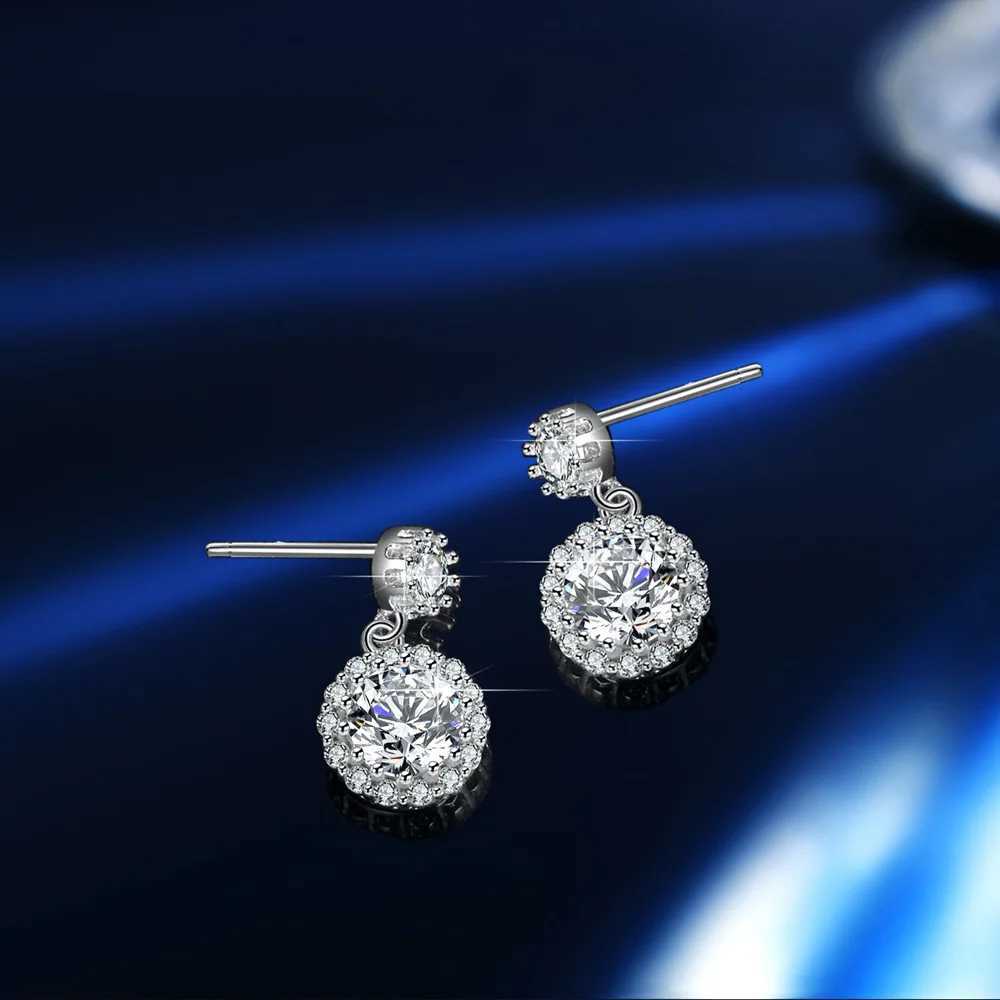 ONE CARAT Moissanite Earrings Women 925 Sterling Silver Elegant Jewelry Sparkling Luxury Accessories Fashion Design PerfectW251029