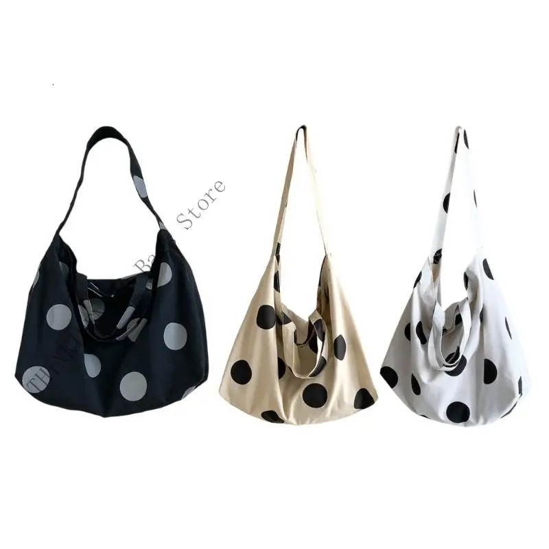 D0LF Stylish Dot Crossbody Bag For Women Trendy Summer Shoulder Purse Spacious Interior Practical Polyester 251029