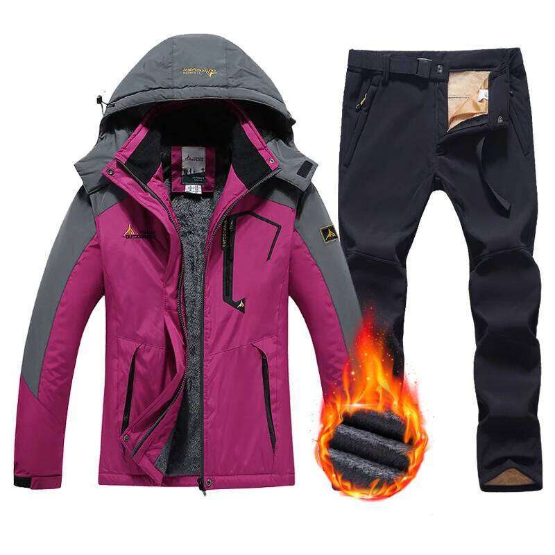 Women's Suit Winter Waterproof Snowboarding Jacket Pants Warm Fleece Snow Coat Mountain Windbreaker Female Ski Equipment