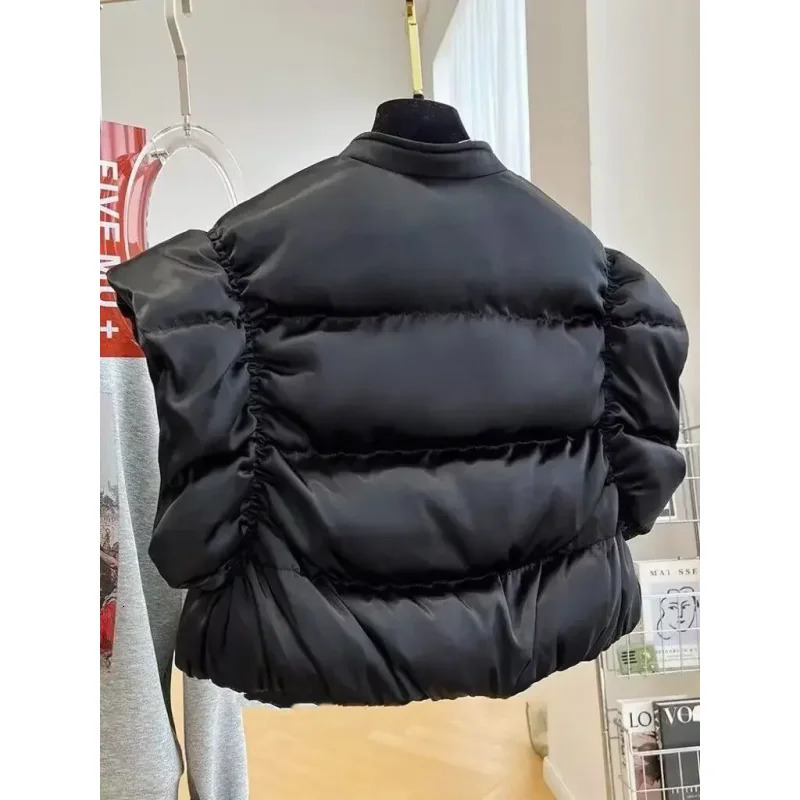 Shoulder High Waist Short Vest Lightweight Chalecos Para Mujer Black Waistcoat Women Roupas Femininas Tops Y2k Jacket Parkas 251027