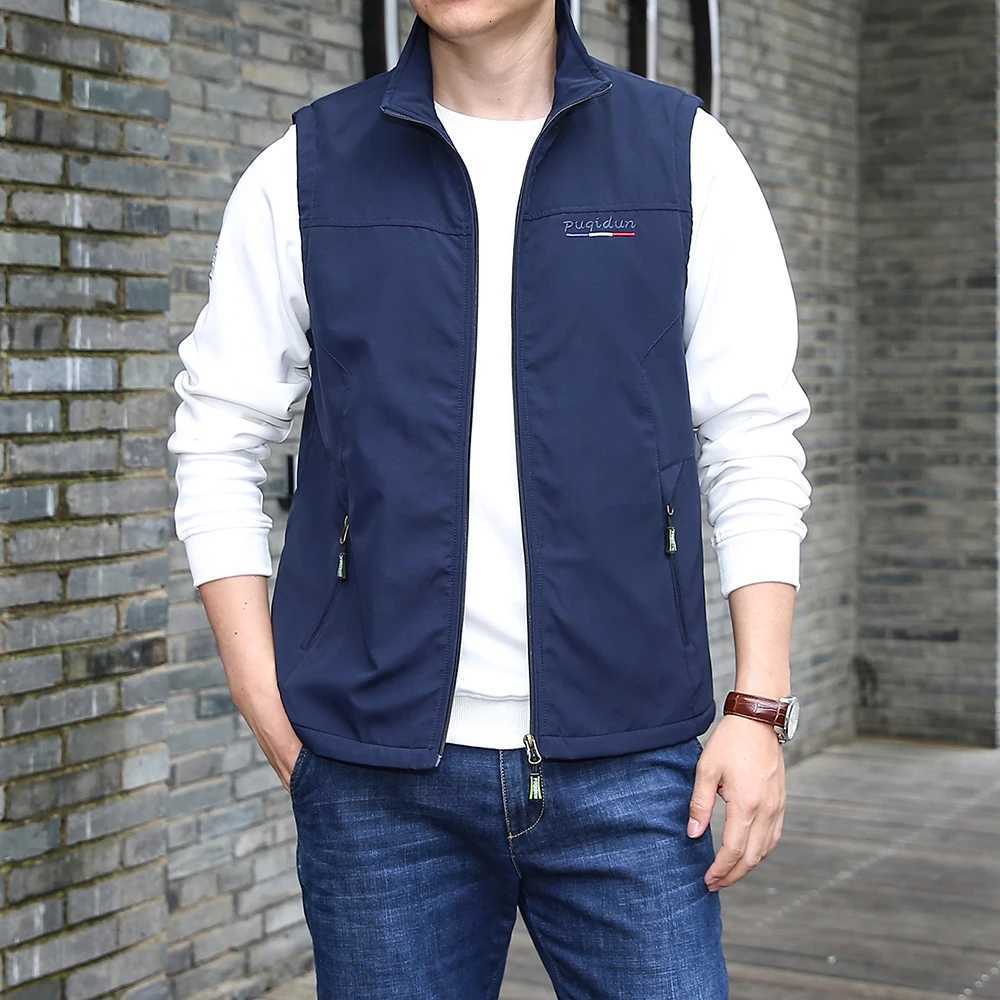 Spring Autumn High Quality Versatile Vast Men Outdoor Leisure Fishing Sleeveless Vest Fashion Windproof Breathable Leather Vest W251029