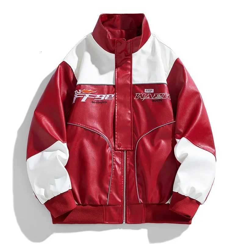 Mens Leather Clothing 2024 Autumn New patchwork Color Trend Print Outdoor Cycling Motorcycle Suit Men Versatile Leather JacketT251029