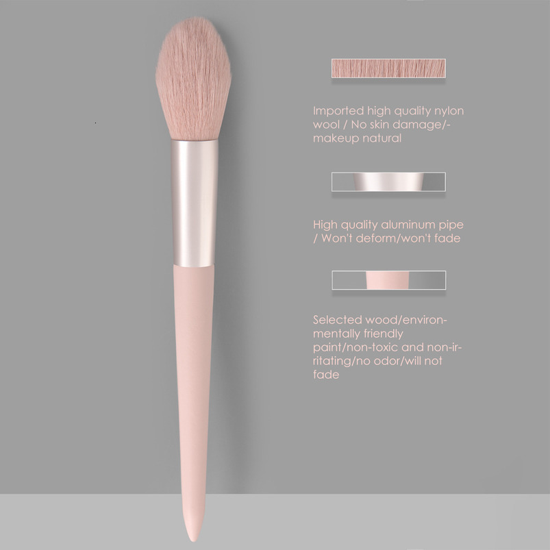 Hot-selling high-quality single pink loose powder brush Also suitable for blush brush and contour brush Premium quality in trendy colors