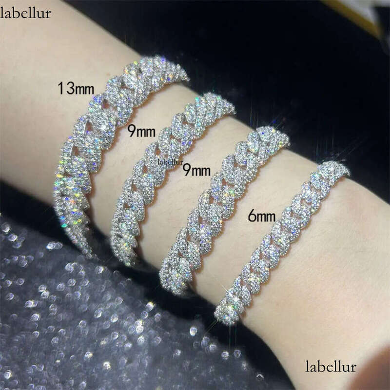 pass tester bracelets sterling sier GRA VVS D Moissanite Cuban link Chain Fine Jewelry Bracelet