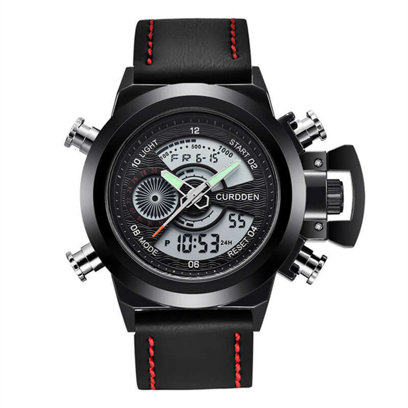 Brand New Men's Fashion Leather Strap Multifunctional Dual Display Sports Watch for Men