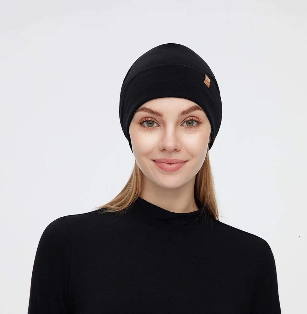 ZEALWOOD Merino Wool Beanie Mens Womens Hat Warm Winter Skiing Mask Cycling Cap Elastic Scarf Soft Bonnet Casual 251013