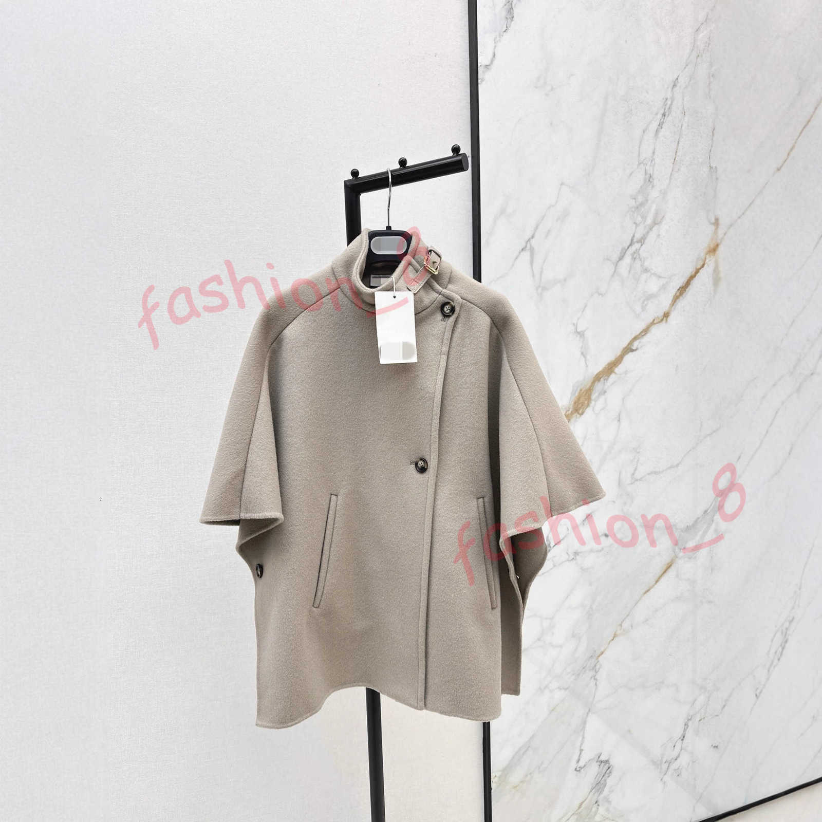 Designer Women's Wool & Blends Old Money Style Casual Fashion Stand Collar Wool Double-Sided Cape Coat for Women Korean Version Loose Mid-Length Woolen Coat