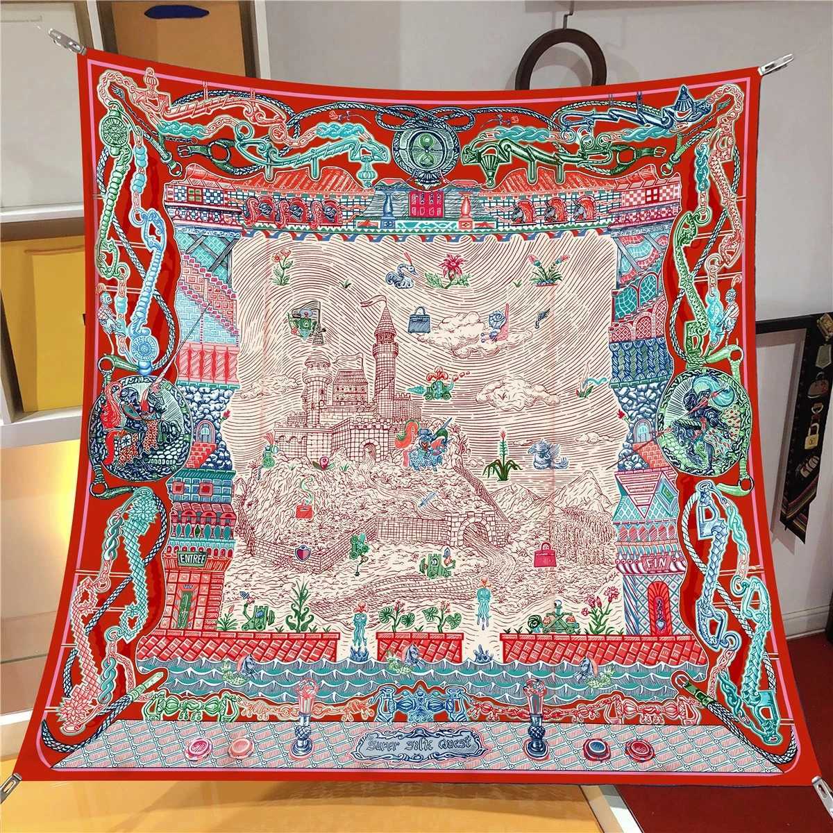 NEW Summertime 9090CM Floral Scarf Shawls Fashion Brand Beach Sunscreen Silk Scarves Print Square Headband BandannasW251029