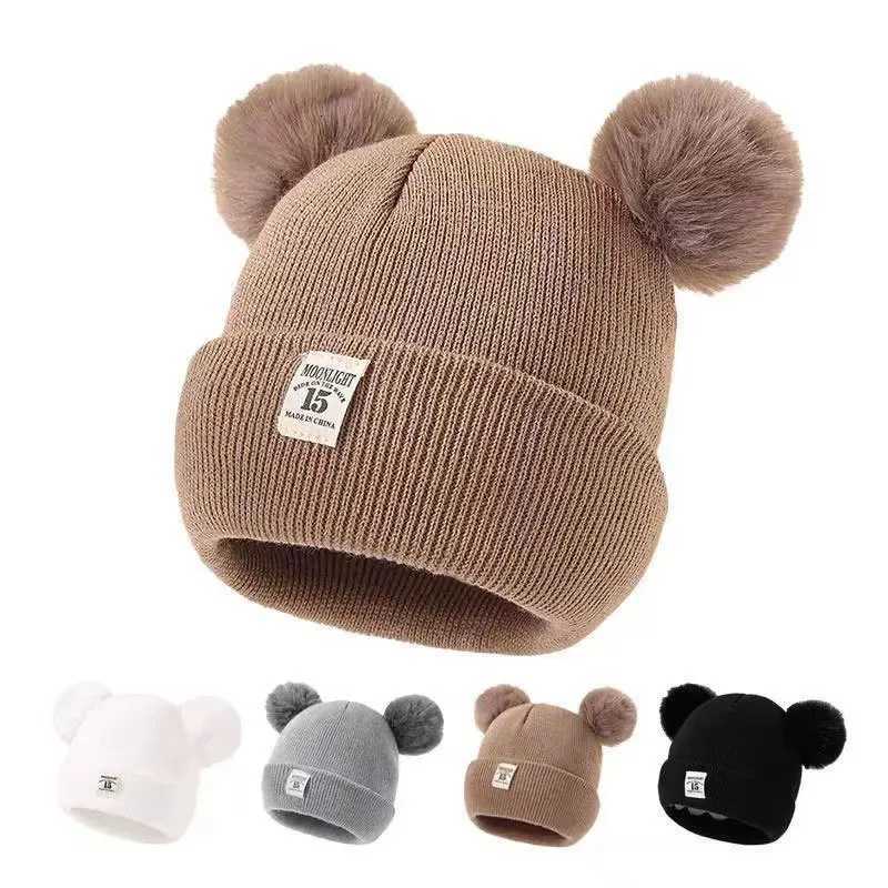New Cute Beanie Cap Autumn Winter Knitted Pullover Hat Toddler Thicken Ear Protection Cap251028