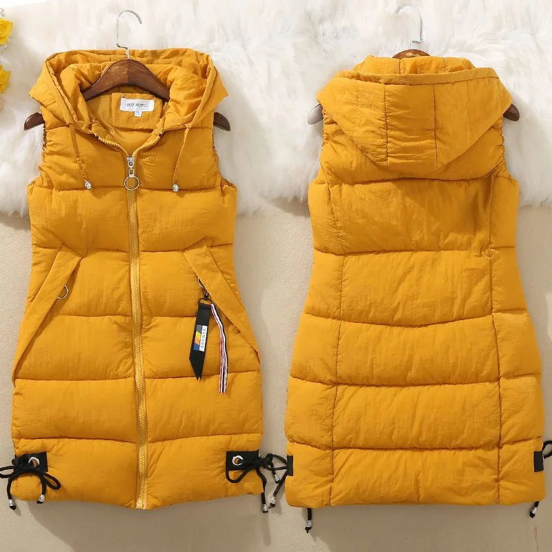 Autumn Women Vest Winter Puffer Parkas Coat Casual Pocket Hooded Waistcoat Female Sleeveless Jacket Outerwear 251027