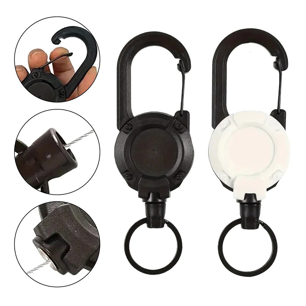 Extendable Retractable Holders Wire Rope Keychain Antitheft Elastic Outdoor Carabiner Hook For Backpack Buckle Keyring 251013