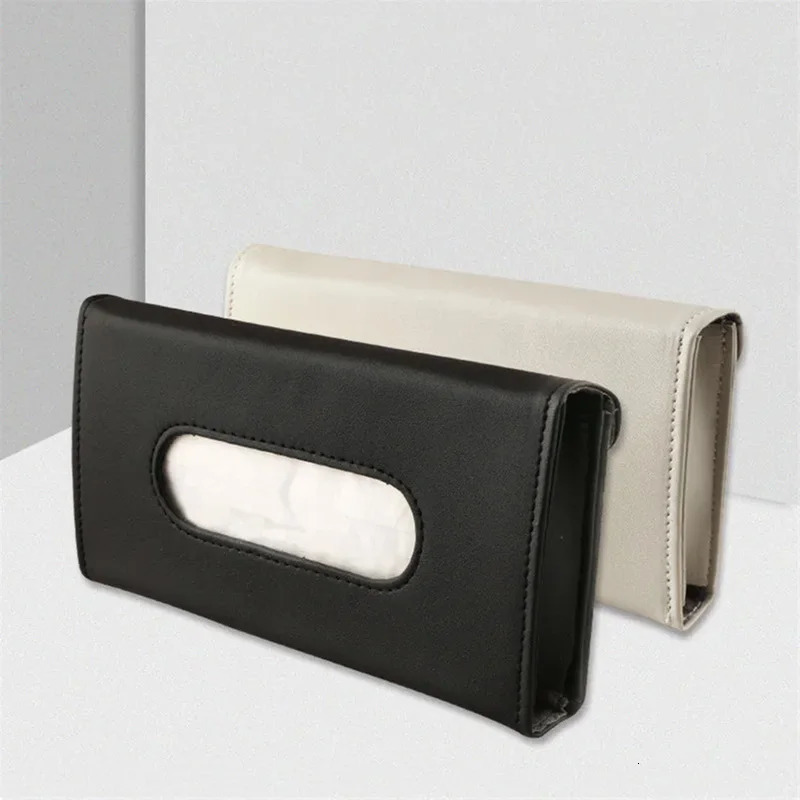PU Leather Tissue Box Auto Car Truck Sun Visor Hanging Holder Car Tissue Boxes Auto Interior Storage Decoration Accessories 251029