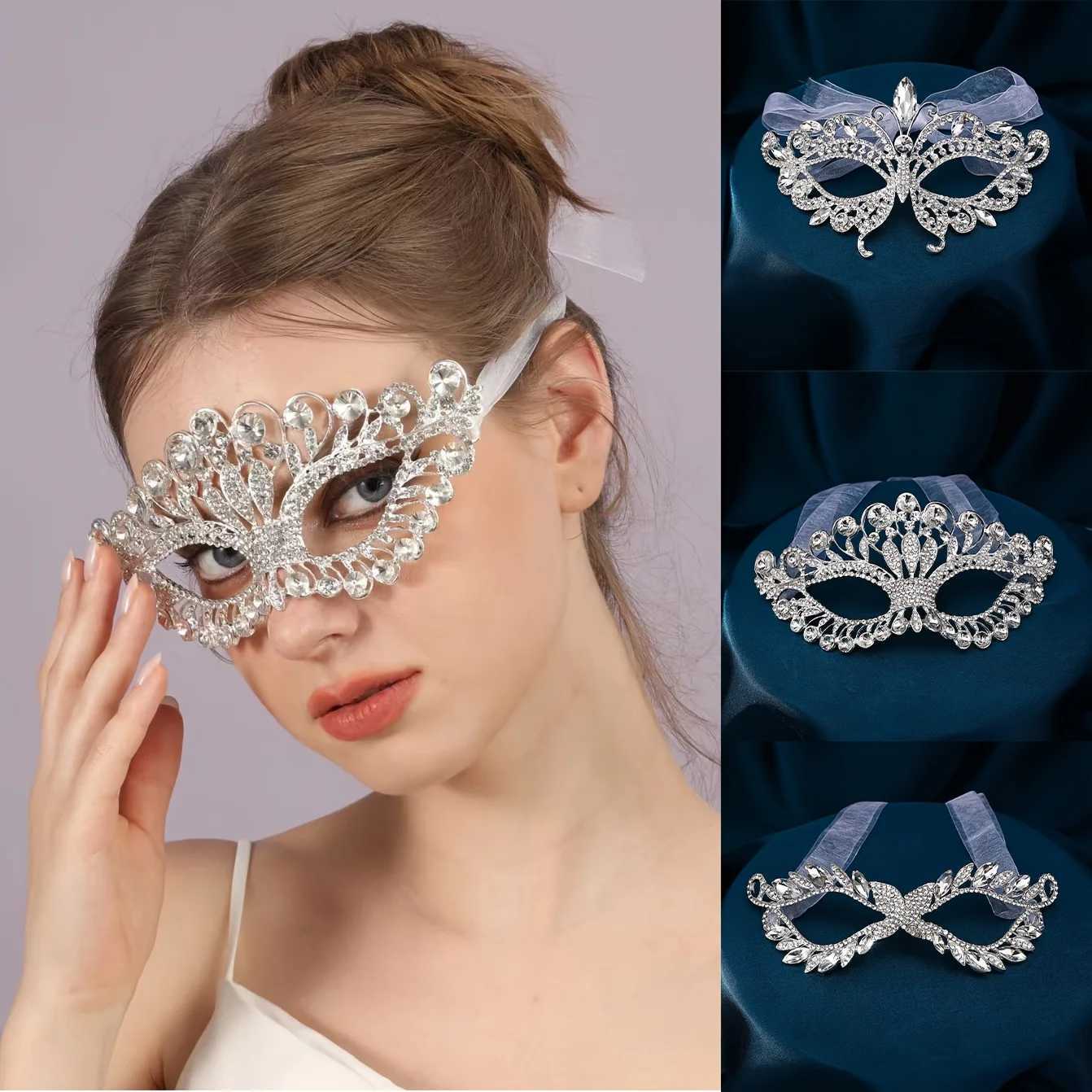 Fashion Crystal Rhinestone Bridal Mask For Women Party Pageant Wedding Hair AccessoriesW251029