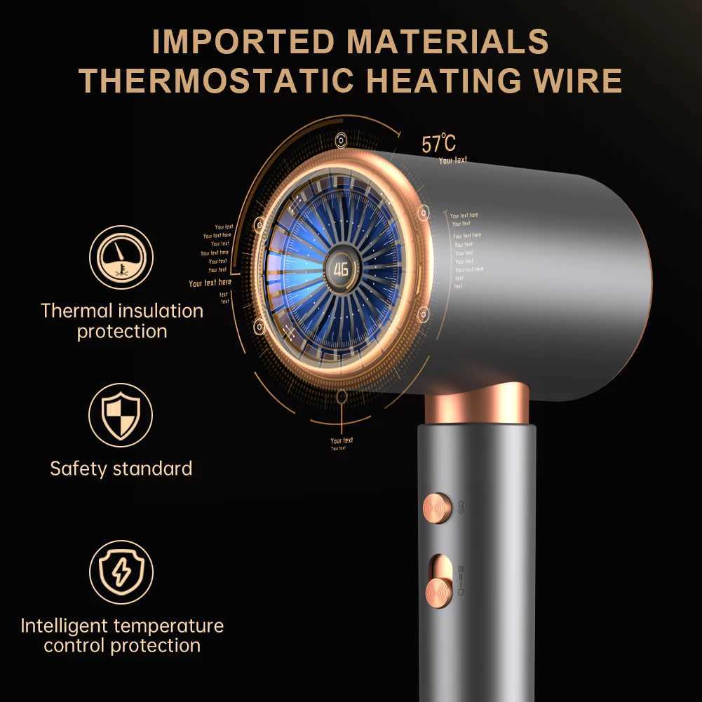 Negative Ion Blow Dryer 3rd Gear Professional Hair Dryer with Hot Cold Wind Air Brush Function Strong Power Salon Tool L251029