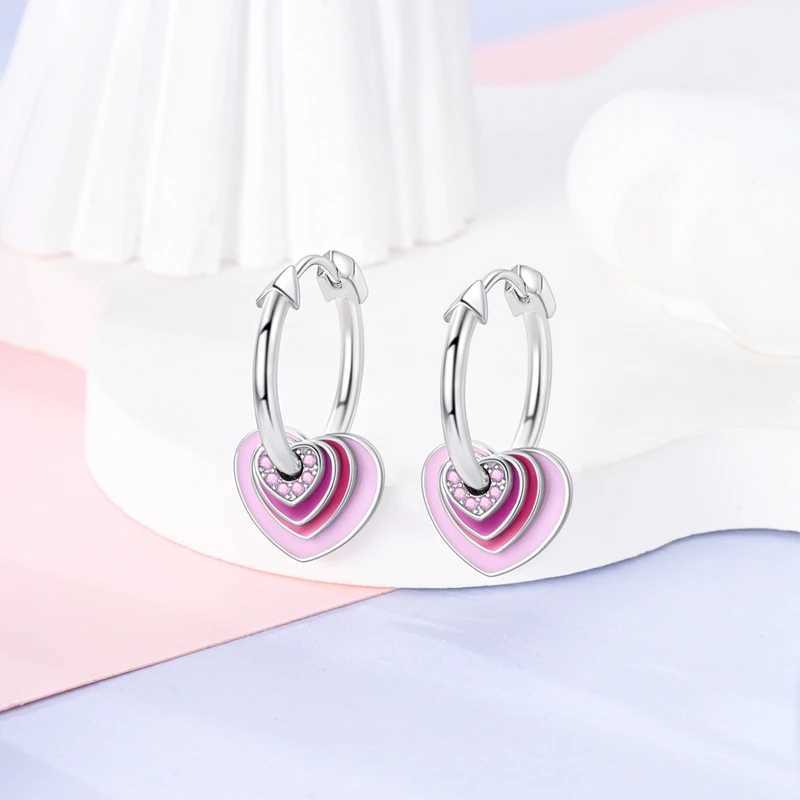 925 Sterling Silver Blue Star Pink Heart Matching Couples Earrings Designer Ear Jewelry for Woman Pendientes Fashion JewelryW251029