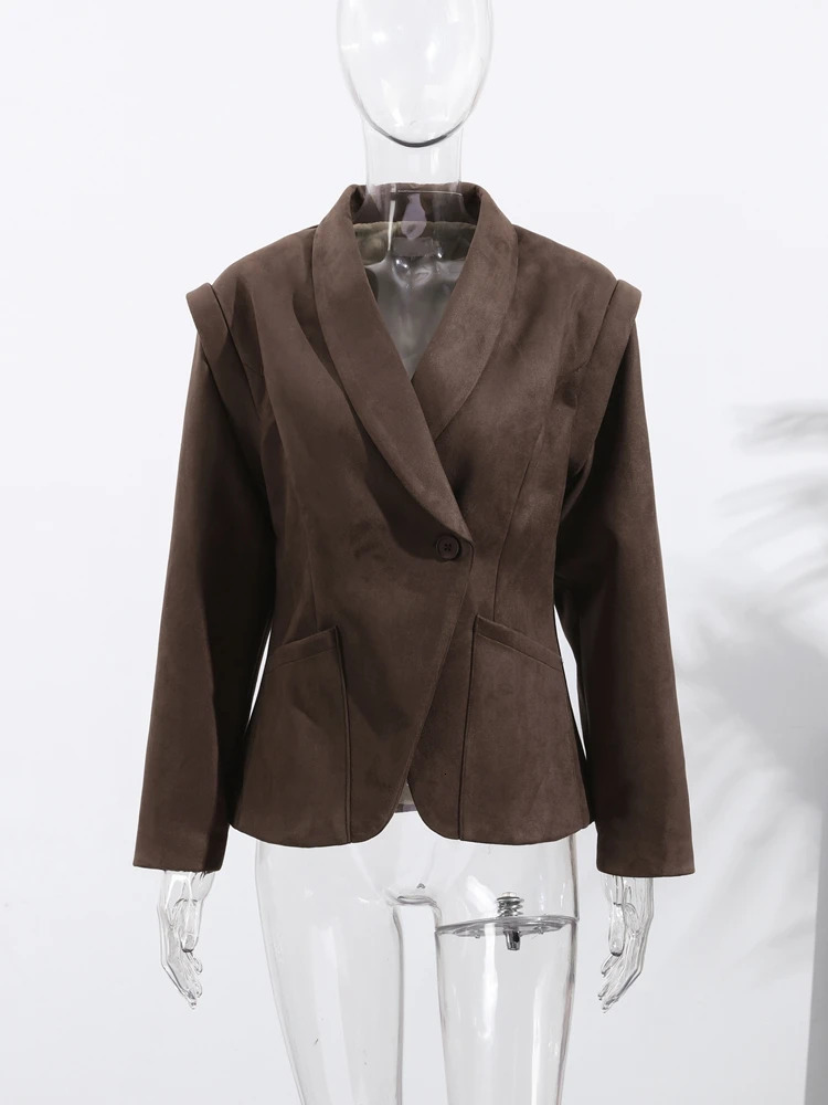 High Street Doublebreasted Suede Jackets Womens Vintage Turndown Collar Split Long Coat Autumn Winter Ladies Outwear 251028