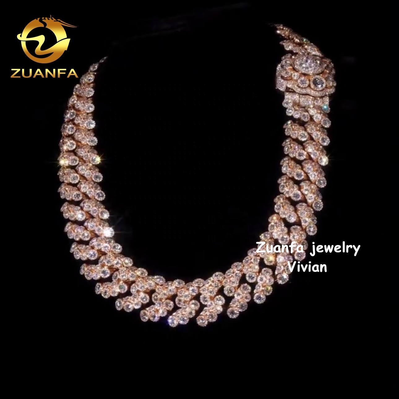 Iced Out 20mm VVS Moissanite Diamond Sterling Silver 925 Cuban Link Moissanite Hip Hop Cuban Link Chain Necklace