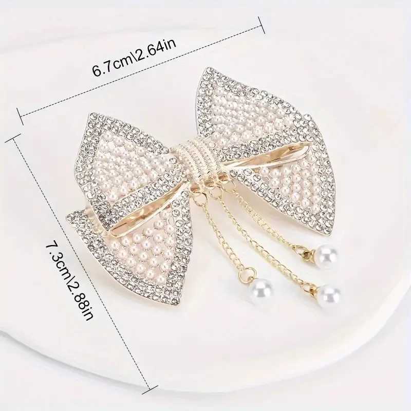 Elegant small hair with tassel design womens spring clip wide pearl rhinestone hair clip hair accessoryW251028