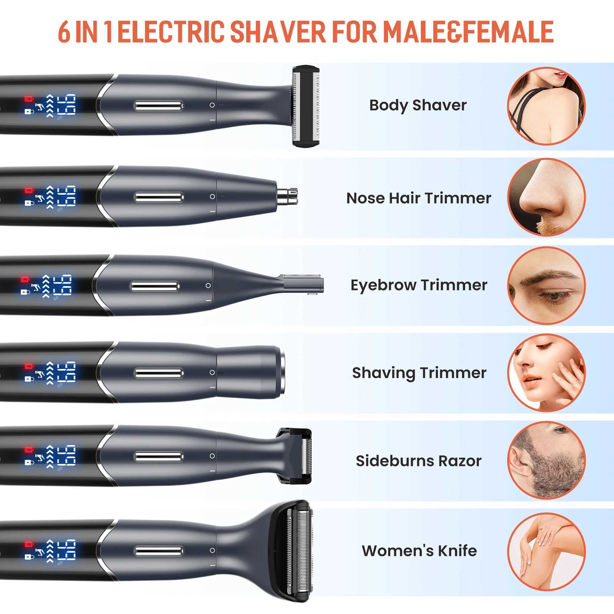 Sejoy 6 in1 Female Electric Epilator Body Hair Trimmer for Men Multifunctional Nose Trimmer Beard Ear Eyebrow Trimmer Shaver J251117