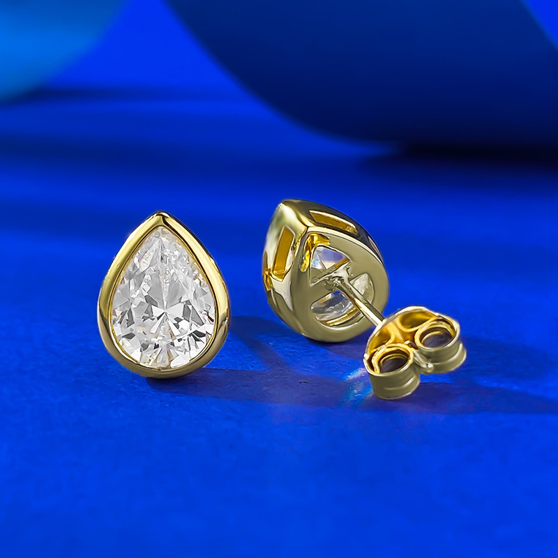 Choucong Stud Earrings Women Simple Fashion Jewelry Real 100% 925 Sterling Silver Pear Cut White Lab Moissanite Diamond Water Drop Lady Earrings Lover