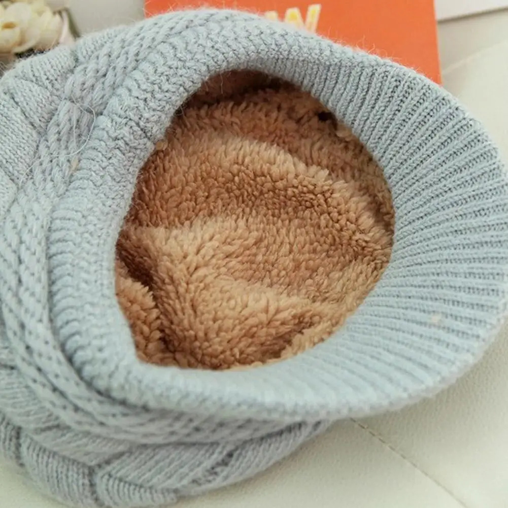 Winter Knit Hat with Visor Brim Double Soft Lining for Women Warm Stylish Beanie Hats Wide Brim Warm Knit Hat Slouchy Beanie Cap 251029