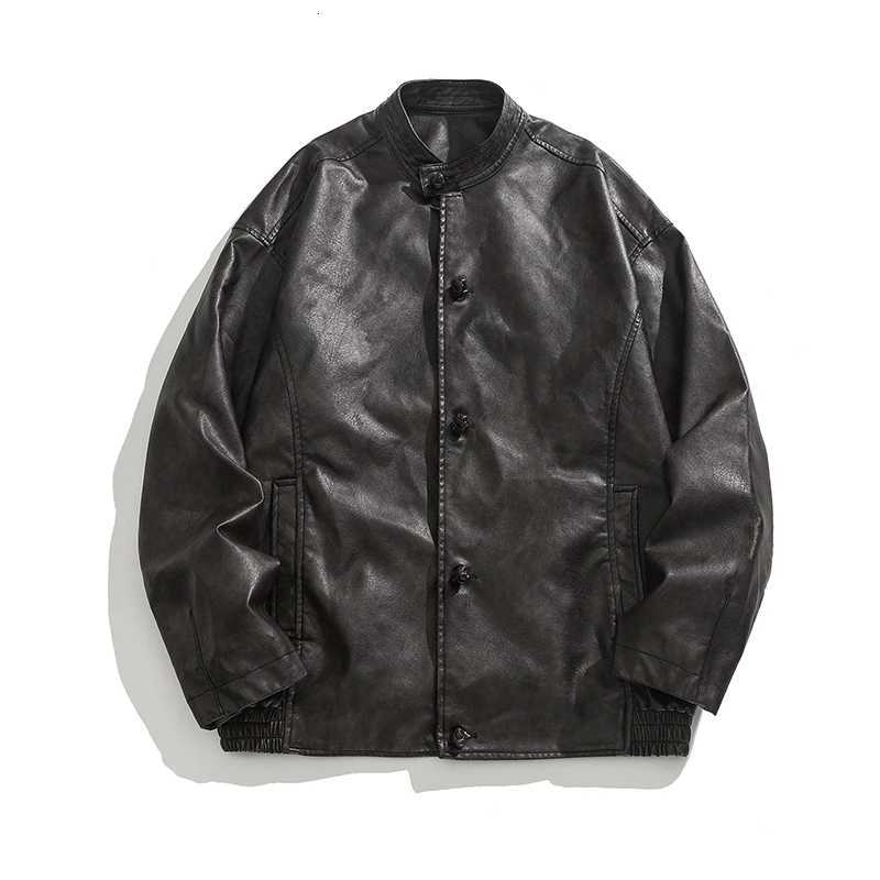 2025 Autumn Men Cool Oversized Vintage Distressed Pu Leather Jacket Men Elegant Luxury Designer Chinese Style Leather JacketT251029
