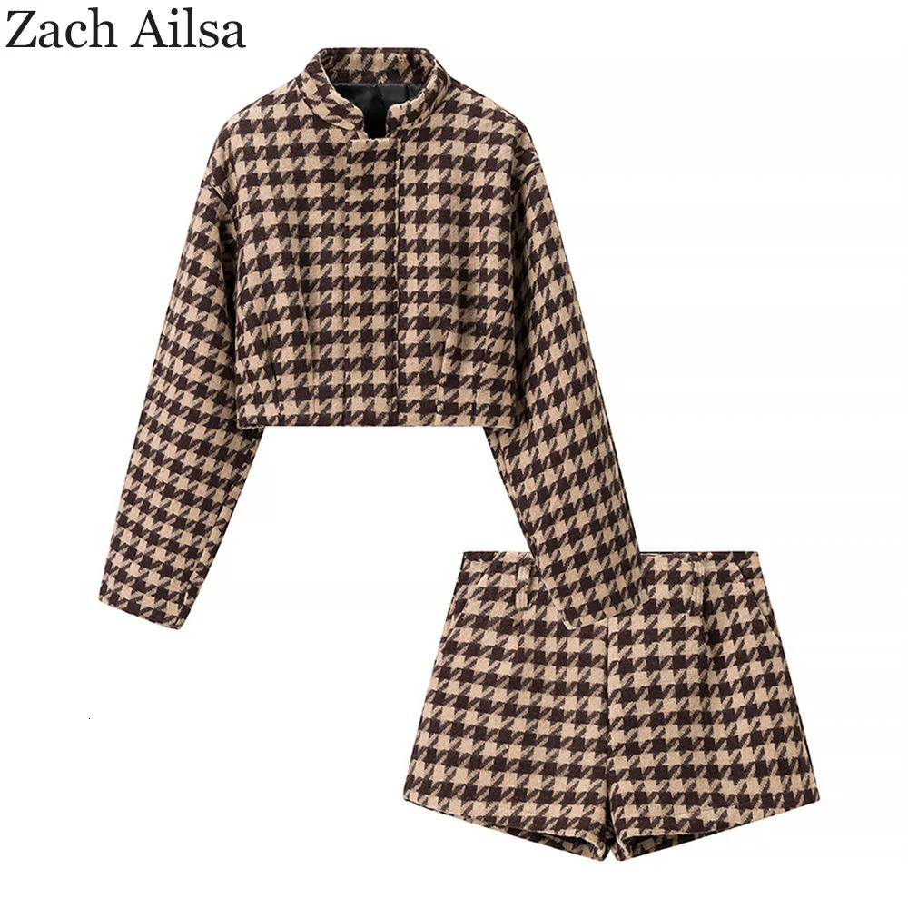 Xiaoxiang style fashionable temperament versatile plaid long sleeved jacket shorts set 251029