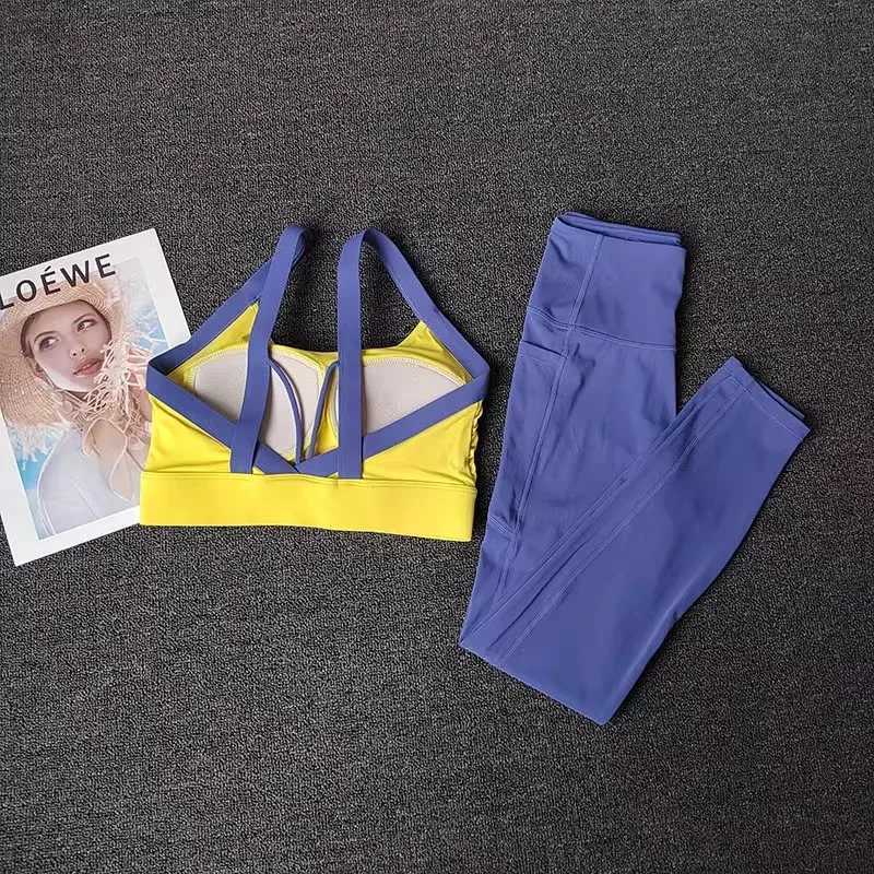2PCS Womens HighEnd Yoga Workout Suit Fitness Set Sportswear Gym Clothing Set with Sports Bra And Leggings SetXJ251029