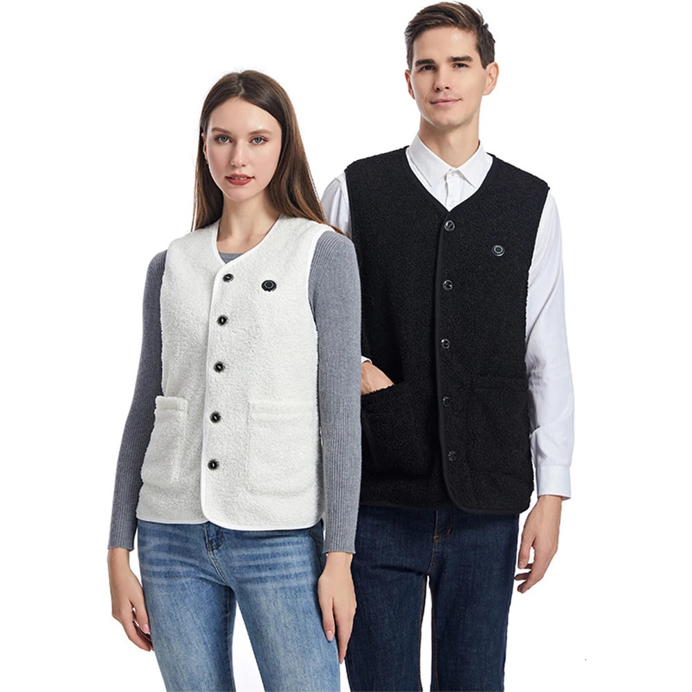 16 Areas Heated Vest Women Electric Heated Jackets Teddy Velvet Vneck USB Electric Temperature Control Winter Thermal Warm Vest 251029