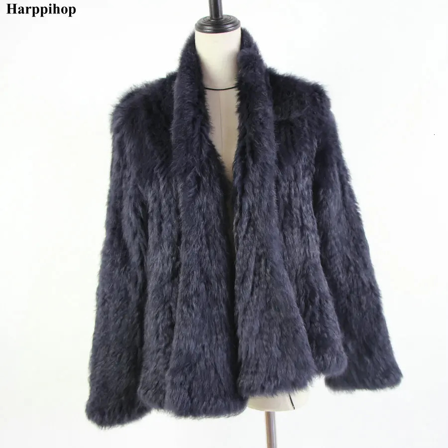 knitted rabbit fur jacket popuplar fashion fur jacket winter fur coat for womenharppihop 251029