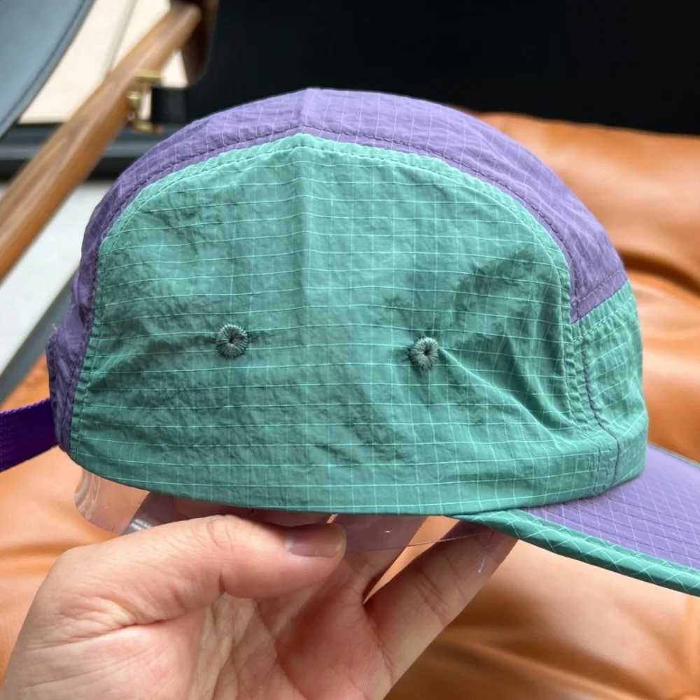 Waterproof Japanese Style Splicing Baseball Cap 5Panel Adjustable Snapback Hats Thin Quickdrying Sunshade Cap UnisexW251029