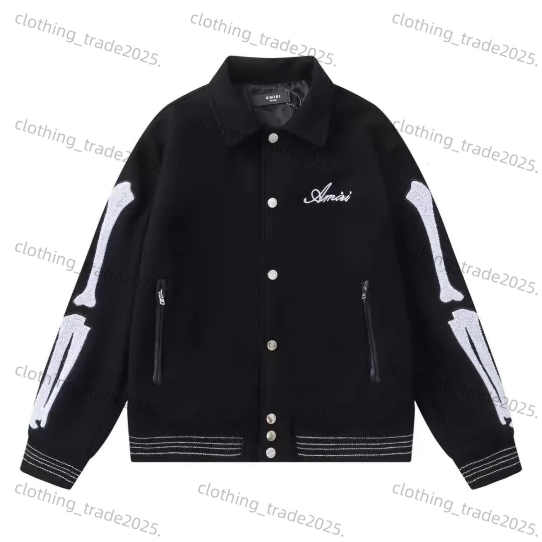 Amirirjackets Designer Campus Style Baseball Jacket Trend Brand AM Letters Embroidery Couples Coat Uniform Fleece Flocking Single Breasted Keep Warm 84e