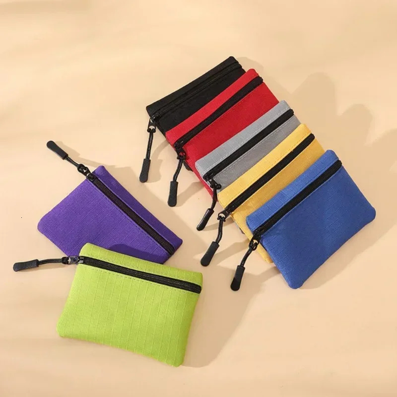 Canvas Mini Coin Purse Simple Zipper Storage Pouch Money Pocket Solid Color Coin Key Bag Women Men Cute Wallet Mini Purse 251029
