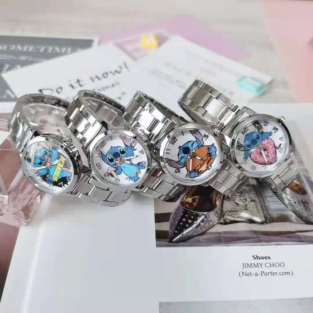 Disney New Stitch Childrens Watch Stainless Steel Band Waterproof Student girls boys Waterproof Cartoon Quartz Watch kids gifts H251029