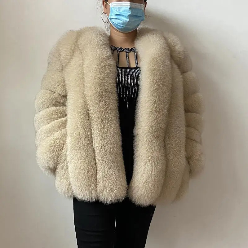 BEIZIRU Winter Woman Real Fox Fur Coat Warm Fashion Natural Stylelong sleeve fashion girls jacket 251029