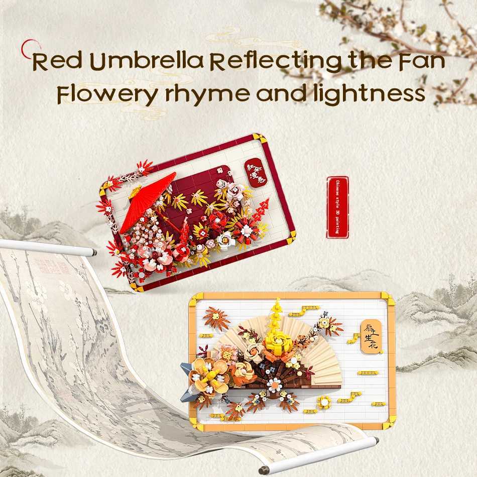 Chinese Style 3D Scroll Building Block Sets Educational Toys Flower Bricks New Year Gifts Tabletop Decoration X251029