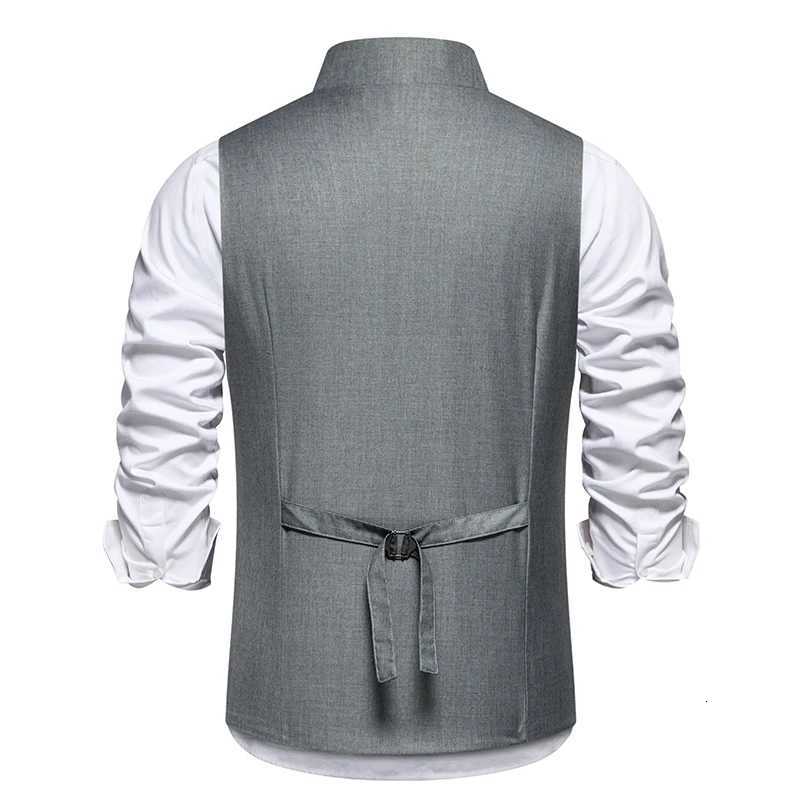 Mens Wedding and Party Vest with Diagonal Front Placket and SingleButton Closure W251029