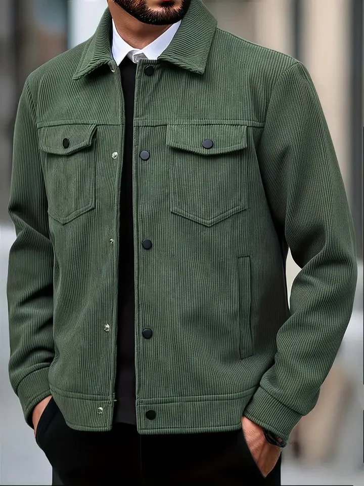 Mens Corduroy Jacket Fashion Casual Solid Color Versatile Top Outerwear for All Occasions 251029
