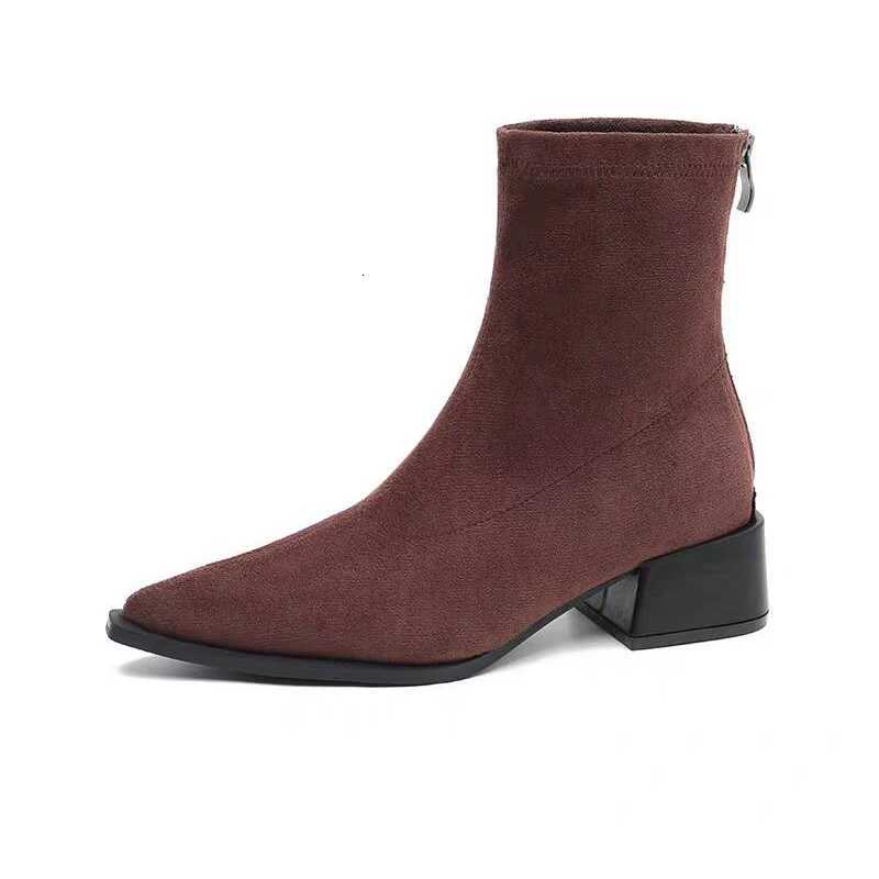Leopard Women Ankle Boots Pointed Toe Suede Heeled Shoes Fashion Winter Woman Pumps 2025 New Designer Dress Mujer Chelsea Botas Z251029