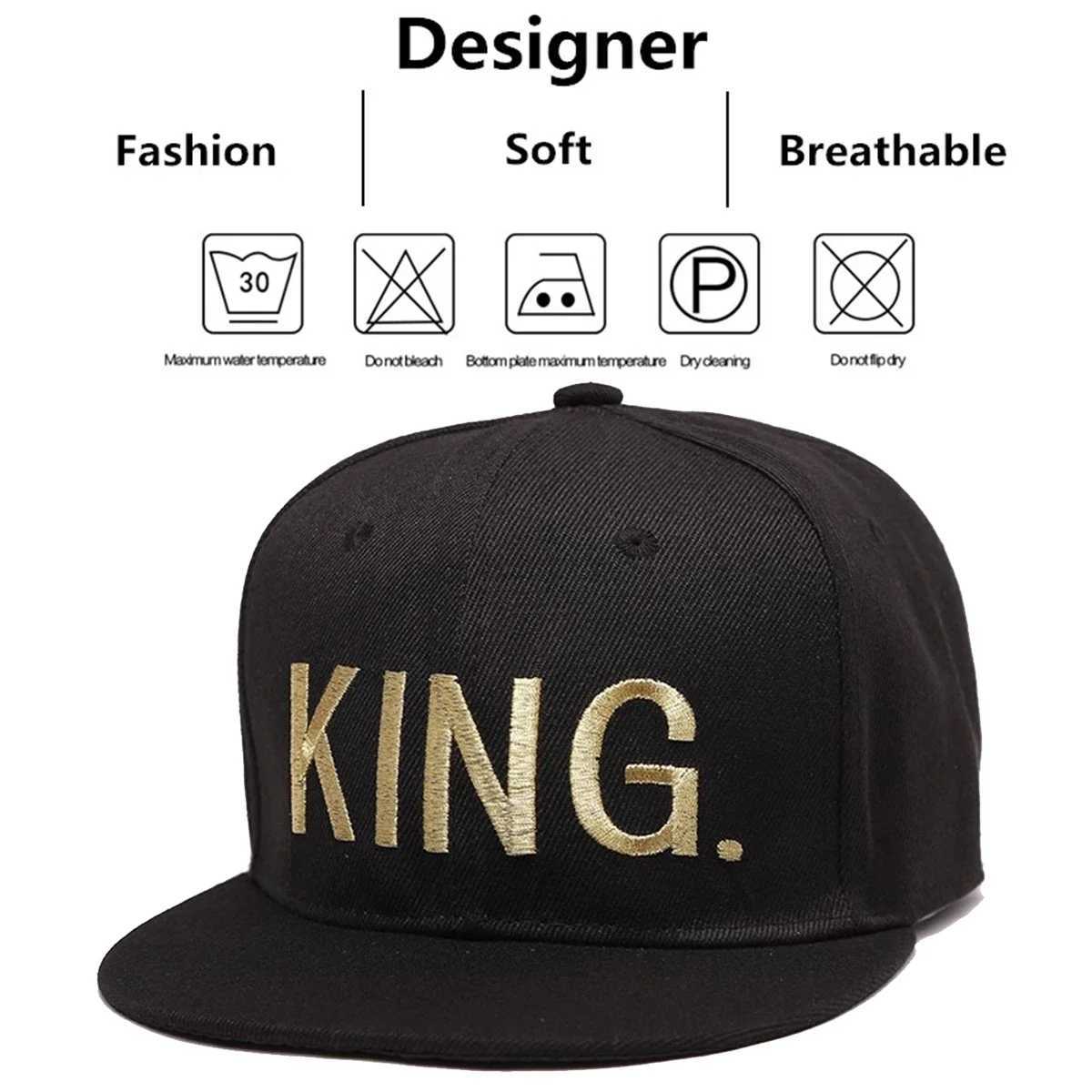 Unisex KING QUEEN Golden Thread Embroidery Hiphop Hats Spring Autumn Outdoor Adjustable Casual Baseball Caps Sunscreen Hat CapW251029