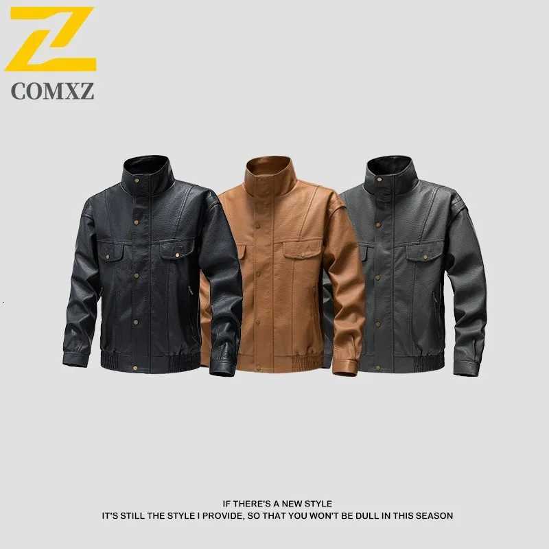 MenS Korean Version Loose Fit Biker Leather Jacket Trendy Casual Style Youth Fashion Outerwear for Autumn Winter Season JacketT251029