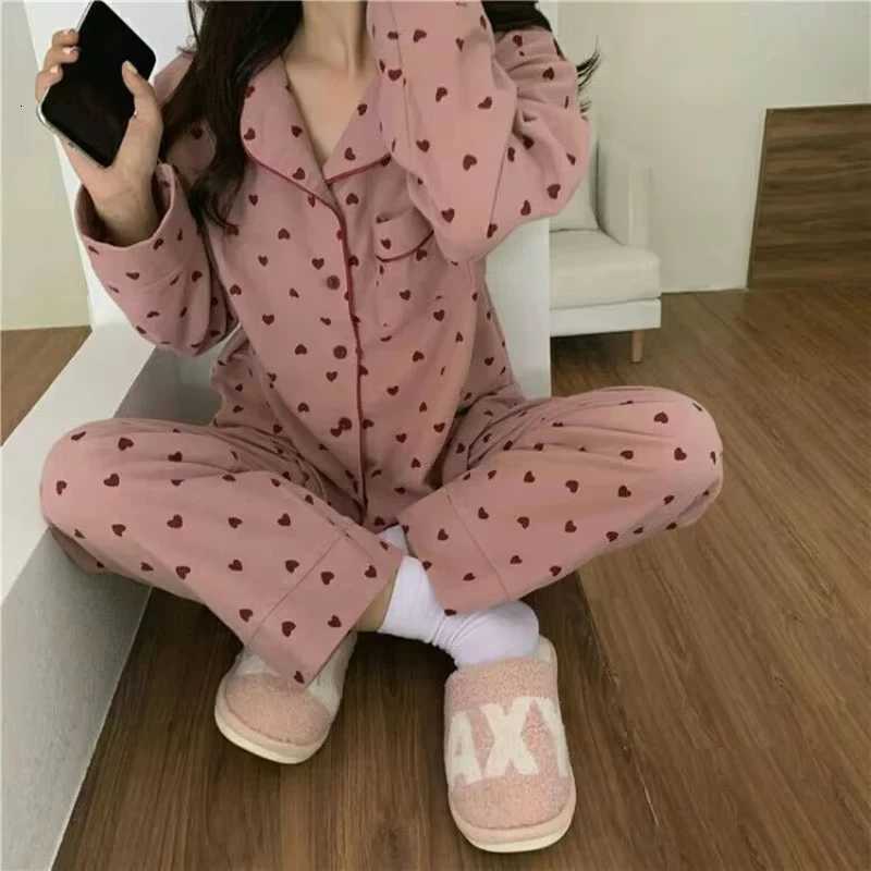 MXXL Large Size Nightwear Women Sleepwear Autumn and Winter Cardigan Home Wear Peach Heart Long Sleeves School Silk PajamasT251029
