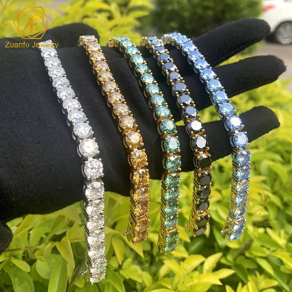 Yellow Blue Green Black Color Moissanite Tennis Bracelet with Gra Wholesale Friendship Tennis Diamond Bracelet Real S925 SilverDesigner style