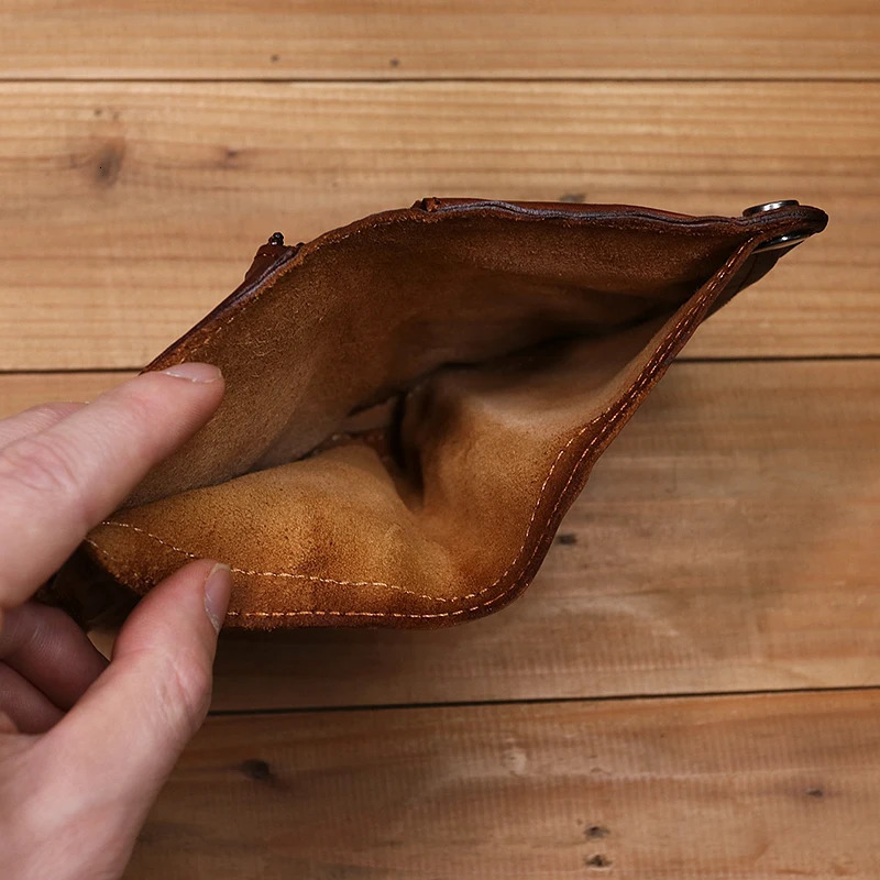 100 Genuine Leather Wallet For Men Vintage Wrinkled Short Bifold Man Purse Credit Card Holder With Zipper Coin Pocket Money Bag 251029