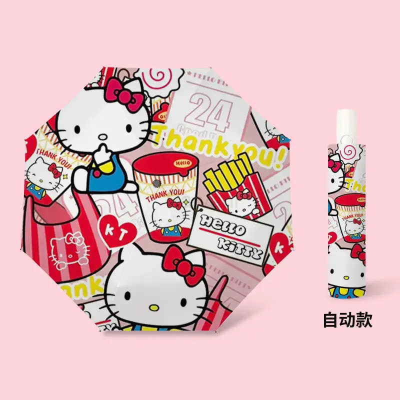Sanrio Sanrio New Cartoon Umbrella Hello Kitty Kawaii Foldable Child Household Sun Umbrella Automatic Umbrella Sunshade Girl Umbrella L251029