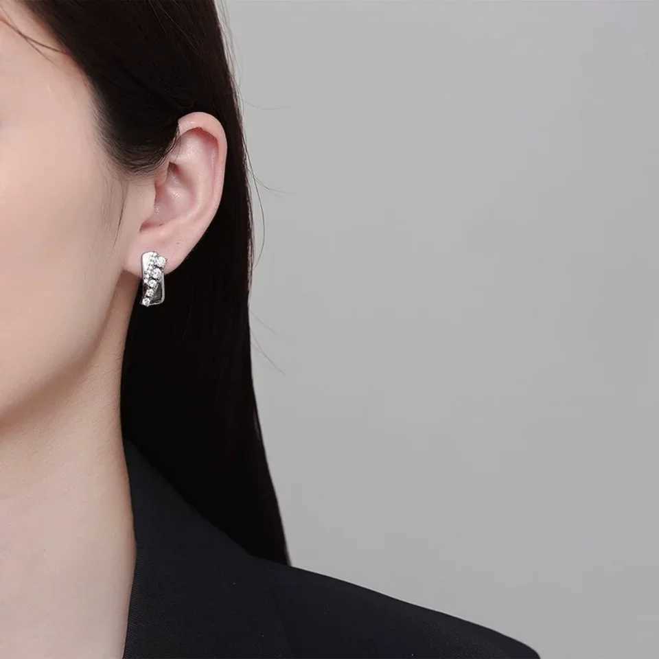 925 Sterling Silver Earrings Inlaid AAAAA Zircon Women Square Tennis Elegant Fashion Birthday Party Wedding Jewelry EarringsW251029